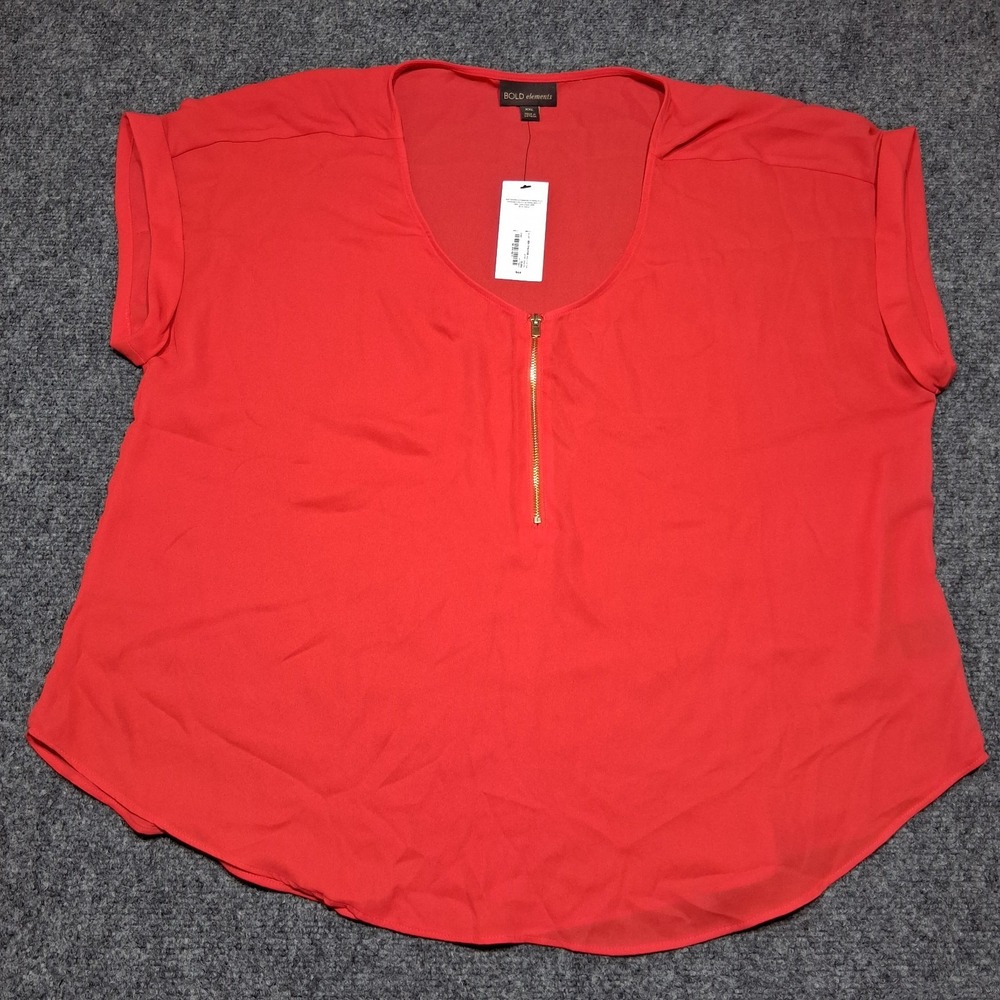 Bold Elements Plus‎ Size Short Sleeve Sheer Top Size XXL